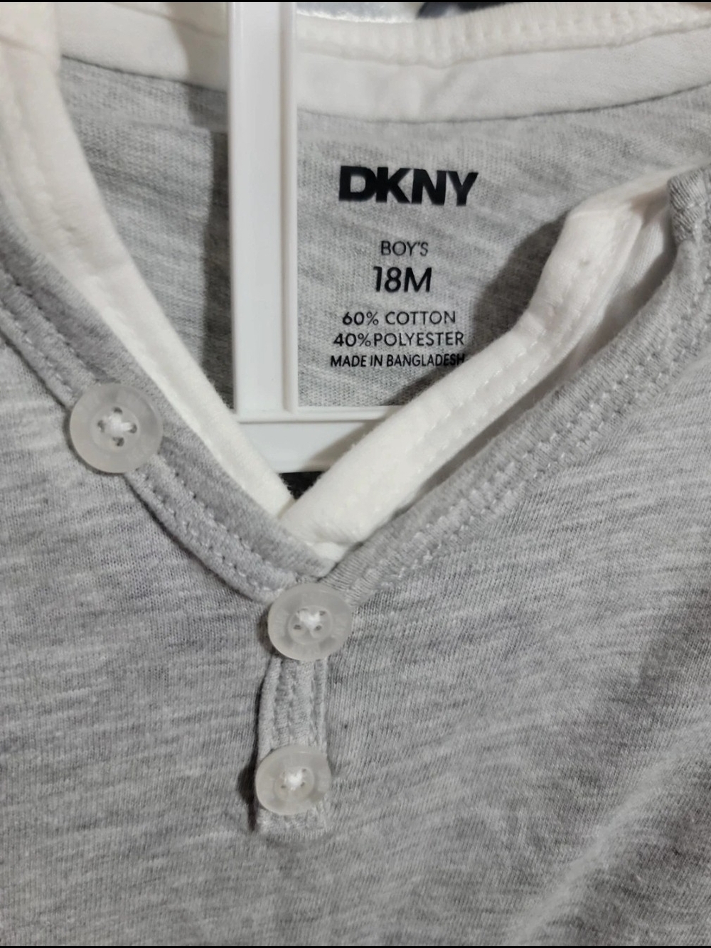 DKNY Light Gray Long-Sleeve Henley Top with Green Shorts Set
